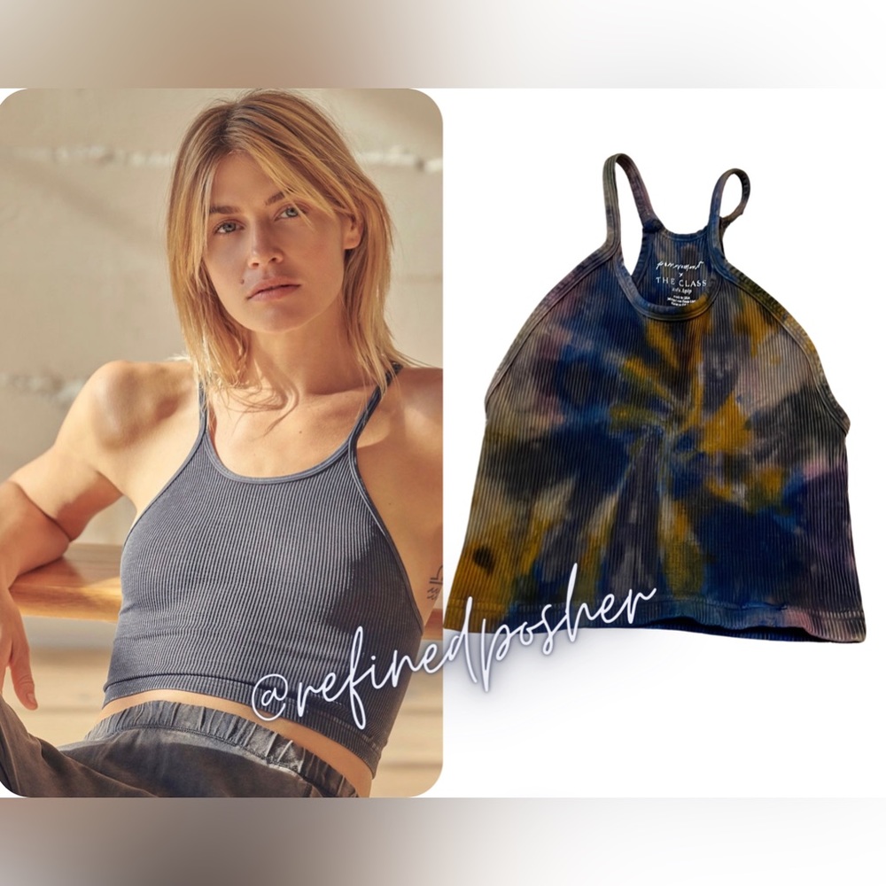 Free People Movement Happiness Runs Crop Top size XS/S NEW Black Tie Dye